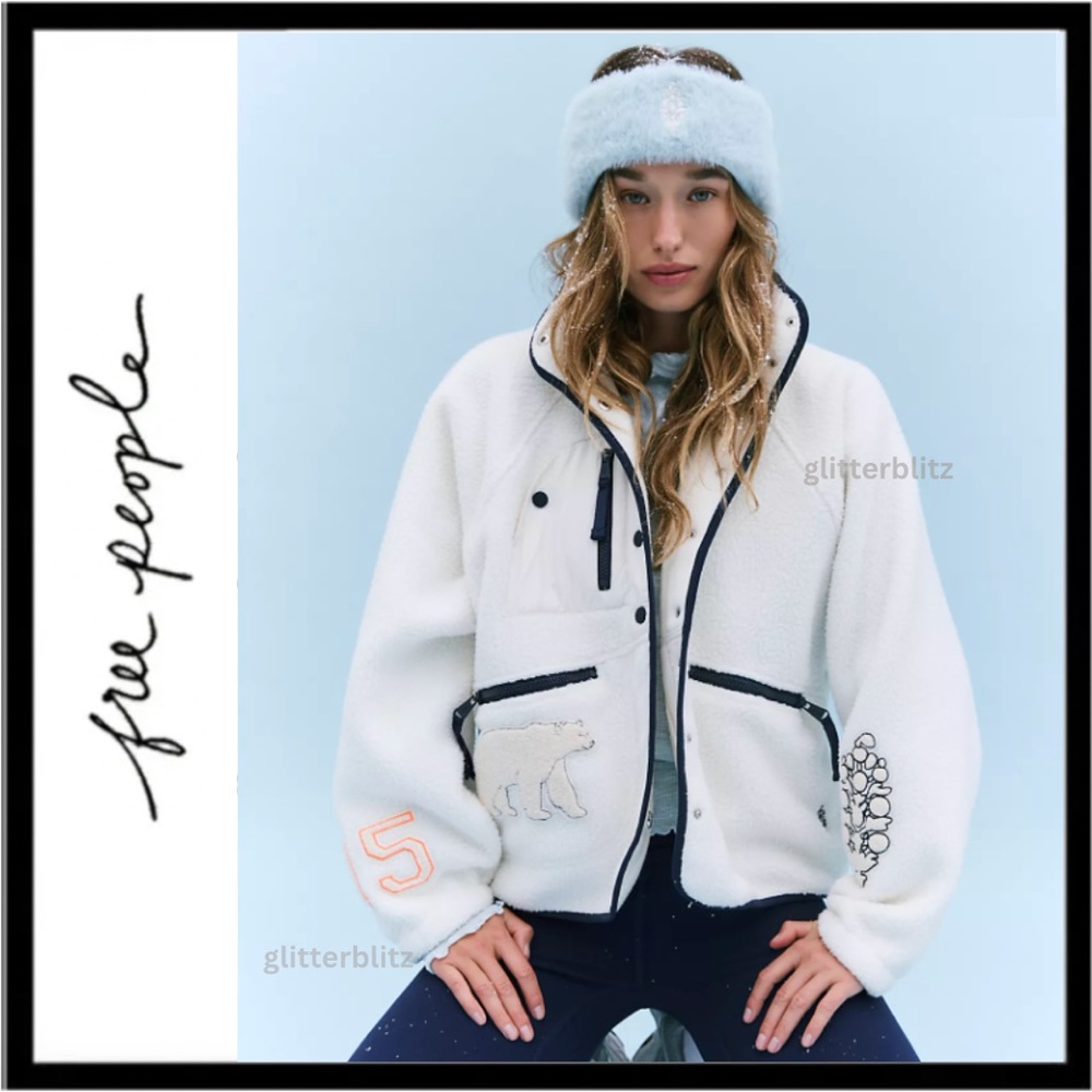 Free People Hit The Slopes Patch Fleece Jacket